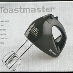 New! Toastmaster 5-Speed Hand Mixer Chrome Plated Beaters TM-108HMKL