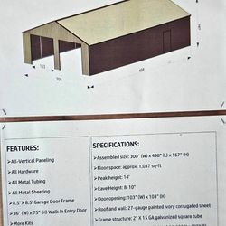 42x26 Vertical metal Garage