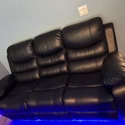 Recliner Sofá Authentic Leather (black) Led Sofá