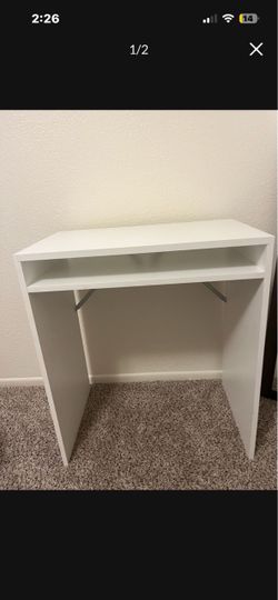 White Wood Desk with Shelf TORALD Desk, white, 25 5/8x15 3/4 "