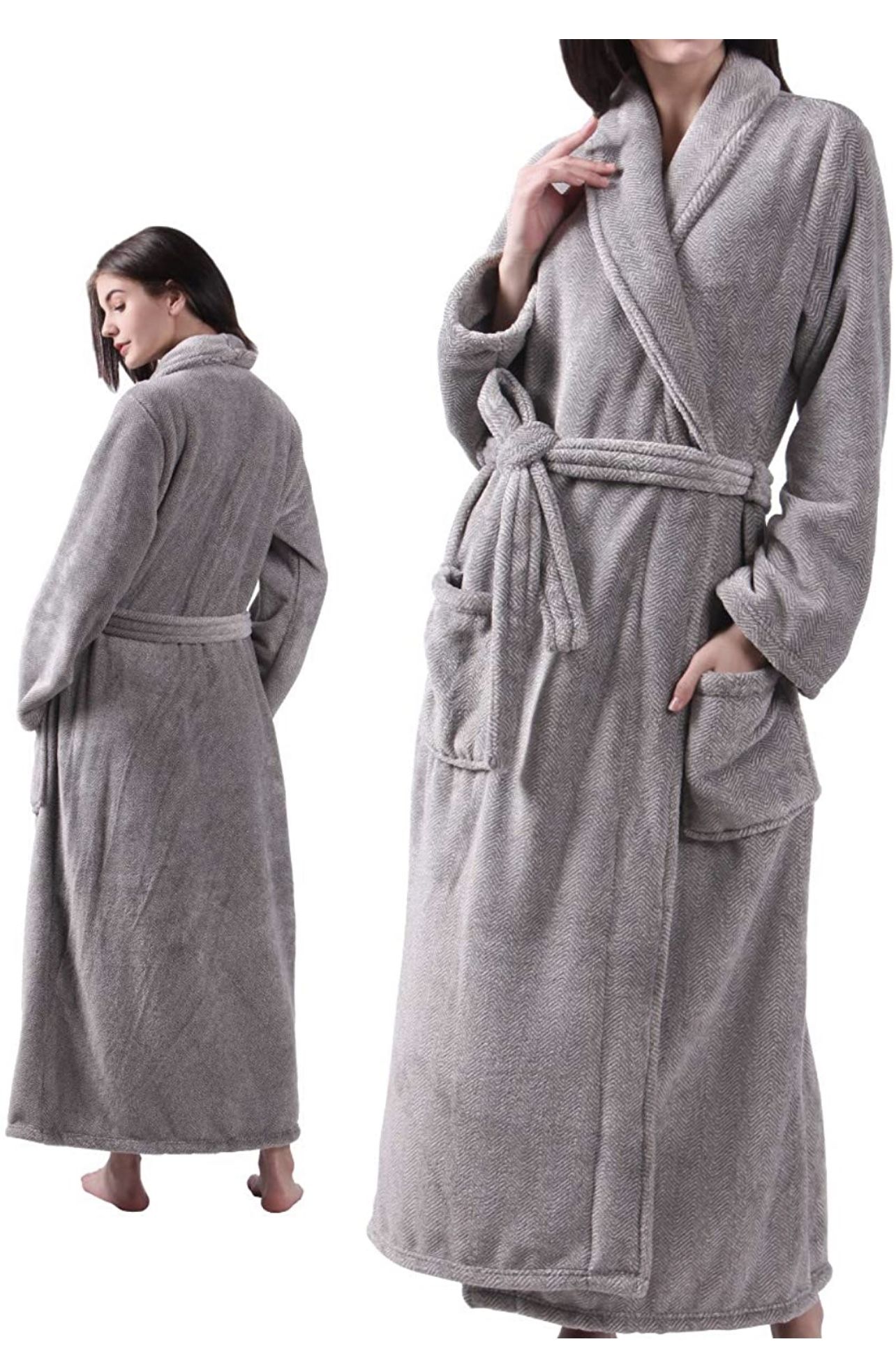 Bathrobe for Womens, Fleece Flannel Ladies Robes, Warm Cozy Lightweight