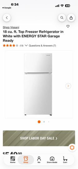 Vissani 18 cu. ft. Top Freezer Refrigerator in White with ENERGY STAR Garage Ready