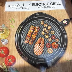 Electric Grill with Glass Lid