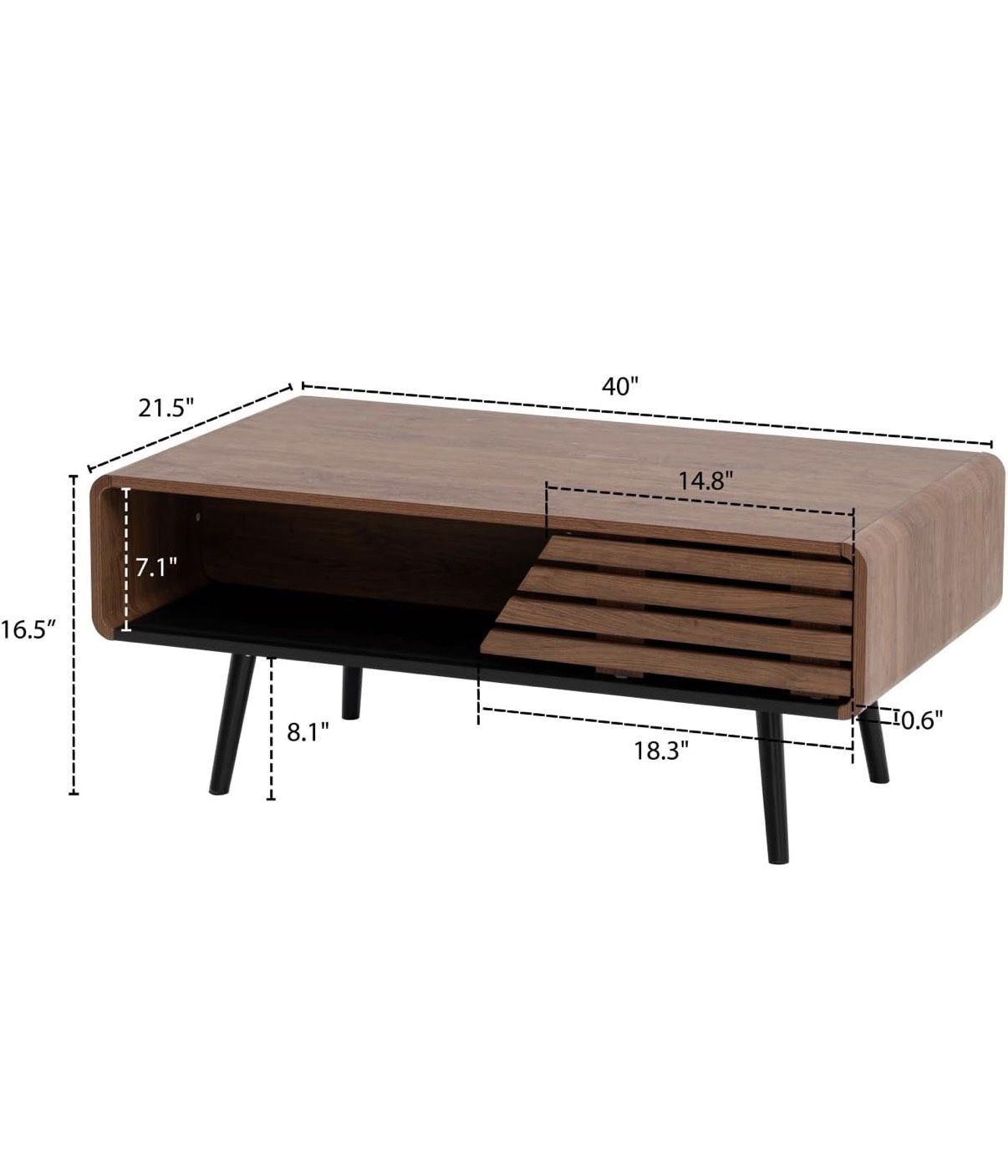 Coffee Table, 40" Modern Coffee Table with Storage and Sliding Door