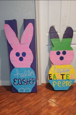 2 Easter Peeps Outdoor Decor painting $60 both