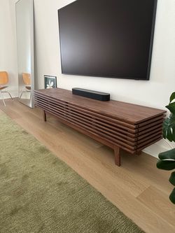 Modway 71” Mid-Cebtury Modern Low Profile TV Stand in Walnut