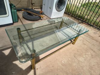 MCM MID CENTURY BRASS BAMBOO COFFEE TABLE