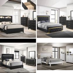 4- Pc Bedroom set Dresser,Mirror  Nightstand (1) Queen size bed frame  Not including Mattress and Box Sp