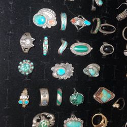 Vintage Turqoise Rings And Other Sterling Silver Rings.