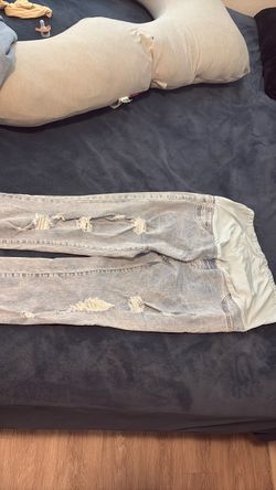 Light Wash Distressed Maternity Jeans