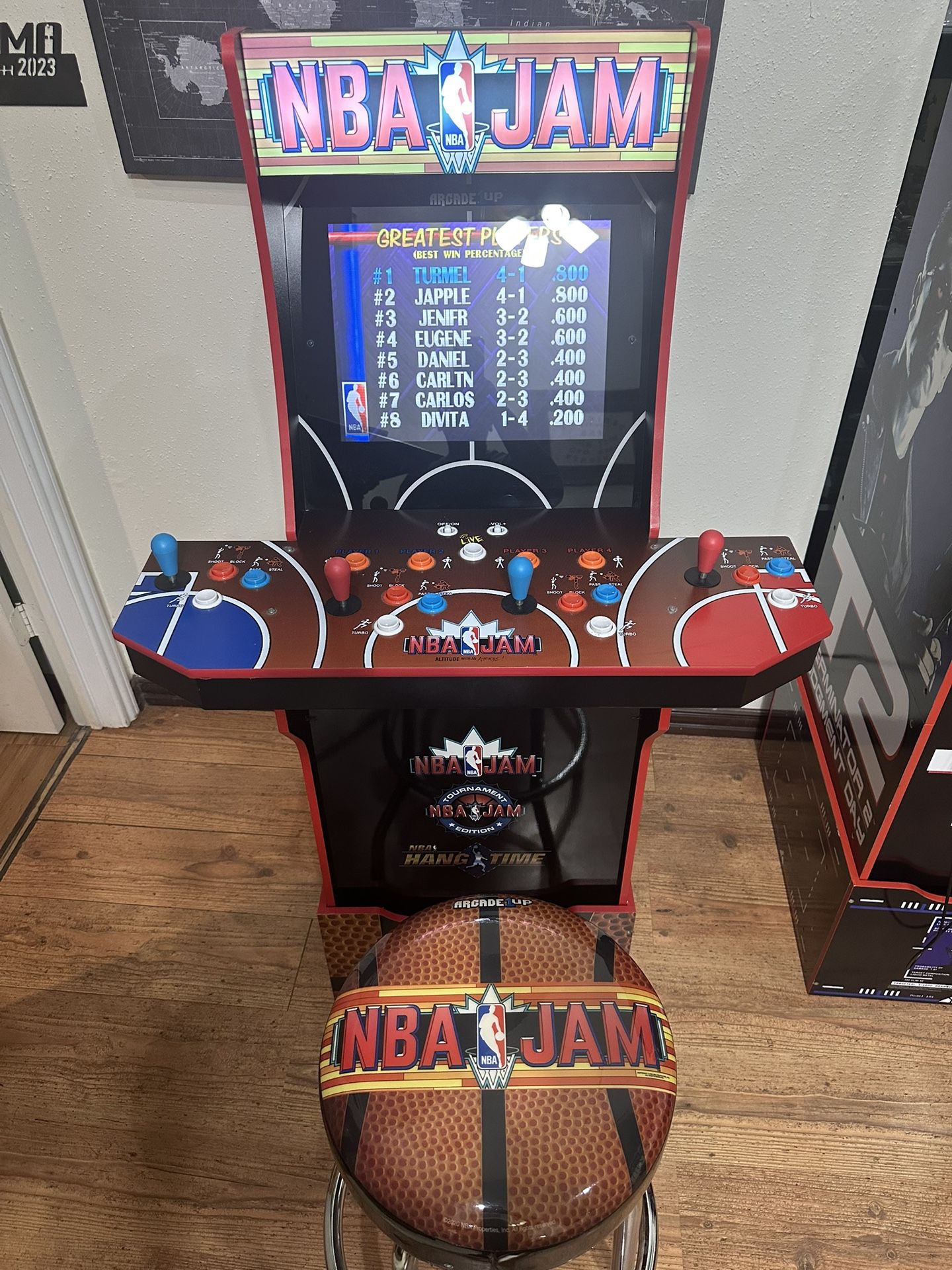 Arcade 1UP NBA Jam with Matching stool 