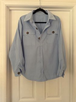 Light Blue Button-Up Shirt Jacket LARGE