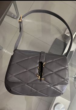 Gray Leather Shoulder Bag 