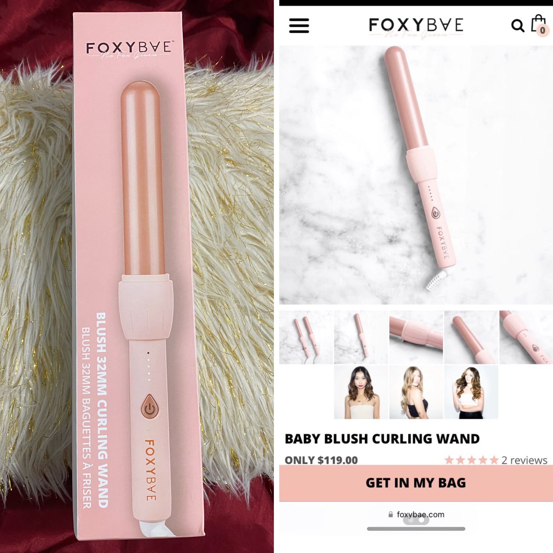 foxybae curling wand new/nueva 