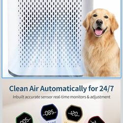 Powerful Air Purifiers for Home Large Room Up to 2400 Ft², ECOSELF HEPA Air Purifier with PM 2.5 Air Quality Display 20dB Sleep Mode, Air Purifiers fo