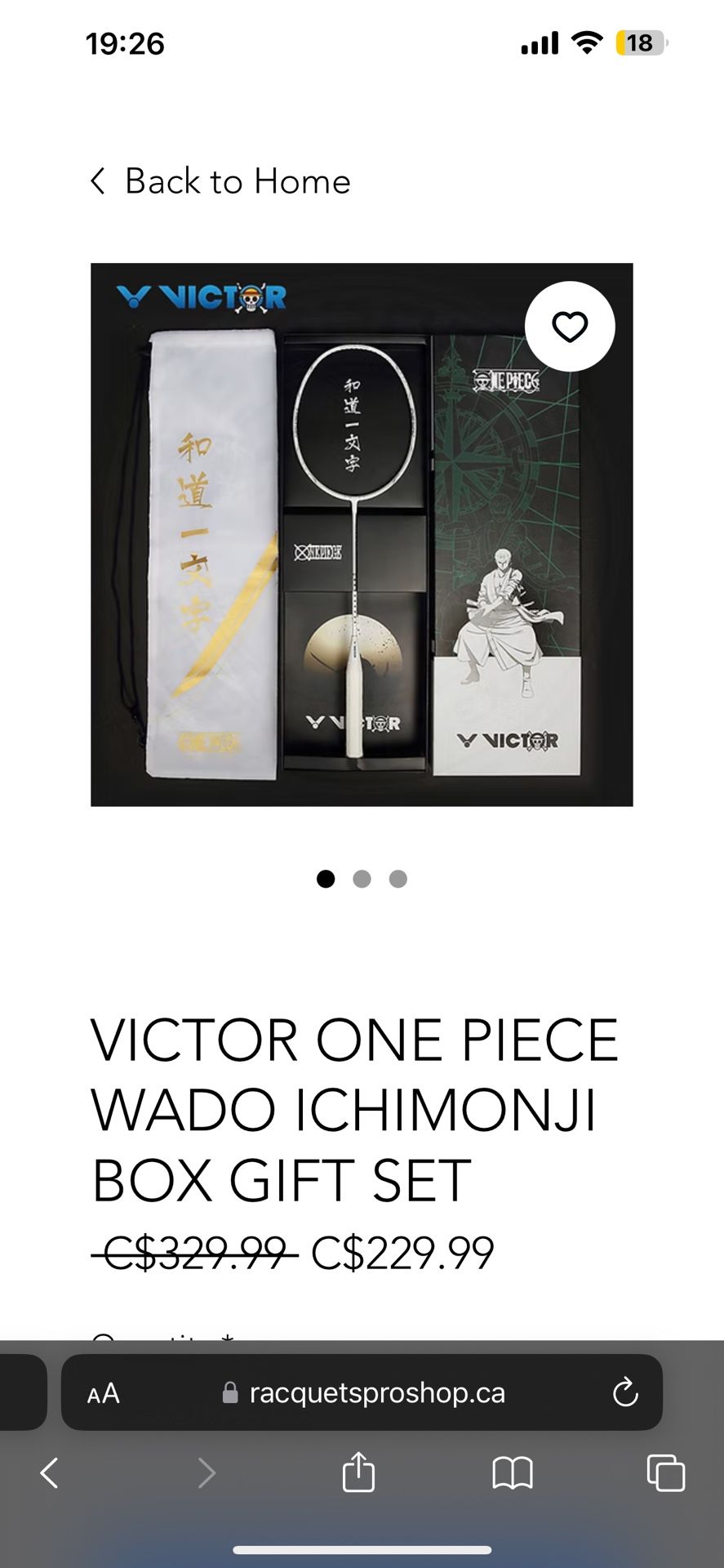 BADMINTON VICTOR ONE PIECE WADO ICHIMONJI