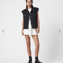 All Saints Denim Vest Black/Gray Size XS