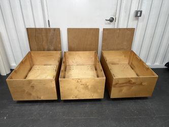3 Community Kids Wooden Crates w/ wheels 