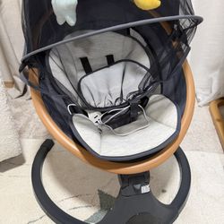 LAREX Baby Swing to Toddler Electric Infant Swing Portable for Newborn Boy Girl, 5 Sway Speeds with Remote Control, 12 Preset Melodies and Bluetooth, 