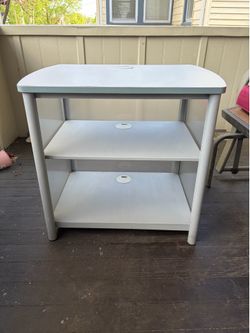 Greyish-Blue Metal & Plastic Shelf w Cable Run Ports