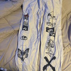 Graphic Print Streetwear Pants (Butterfly / Skeleton / X Design)