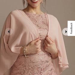 Draped Lased Floor Length Dress With Shawl