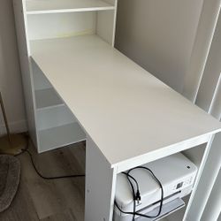 Giantex 48 Inch Computer Desk with Bookshelf, 3-in-1 Home Office Desk with 4-Tier Bookcase & CPU Stand, Space-Saving Reversible Writing Desk Work Tabl