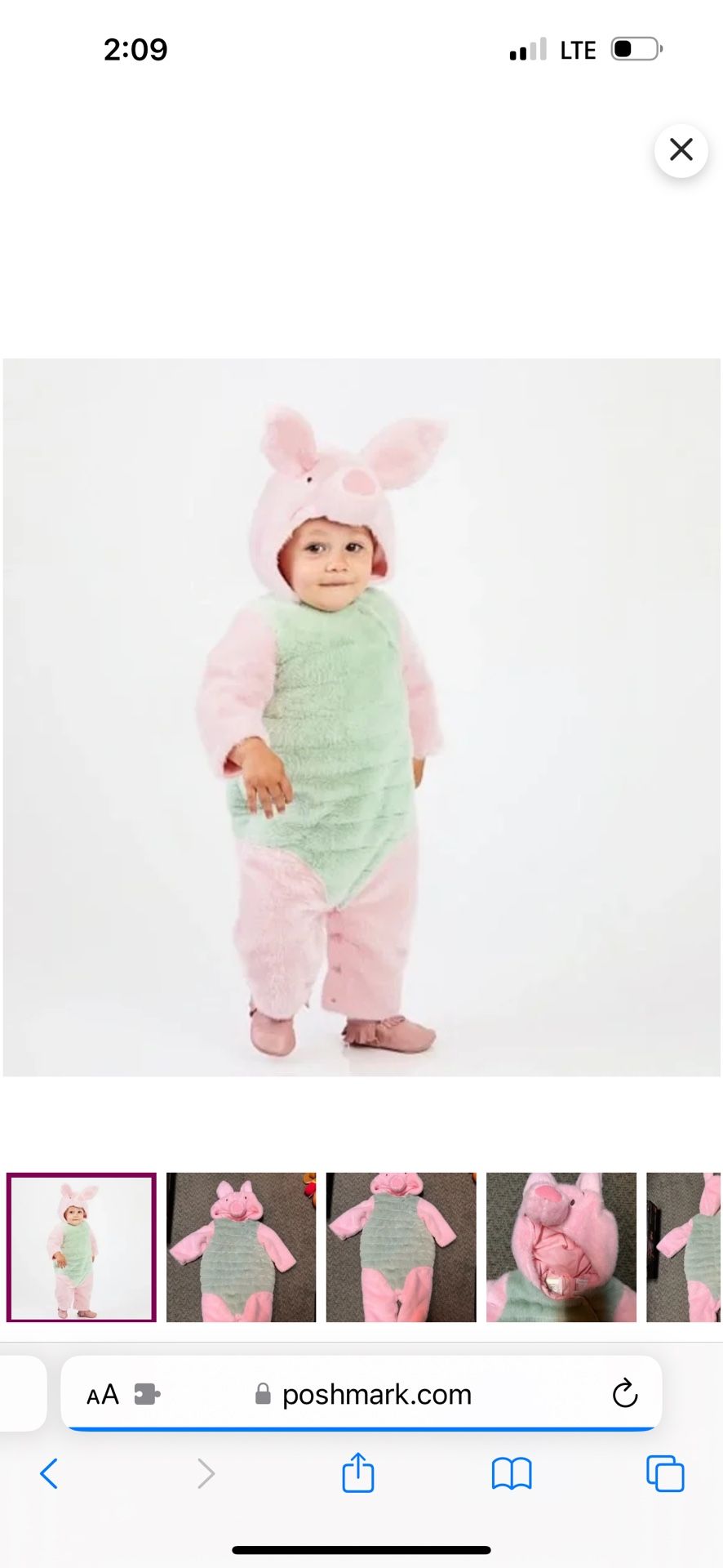 Disney Winnie the Pooh Piglet Baby Pottery Barn Costume, 12 Months