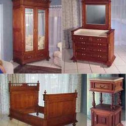 Antique Cottage Eastlake Suite Armoire Dresser Bed Nightstand