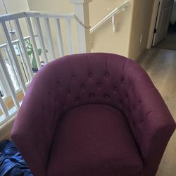 Small Tufted Accent Chair / Barrel Chair – Burgundy