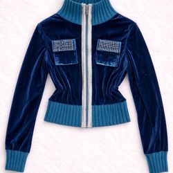 ✨ Velvet Sapphire Jacket - Luxe Zip-Up | Size S