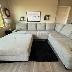 Living Spaces Microfiber Sectional with Oversized Ottoman 