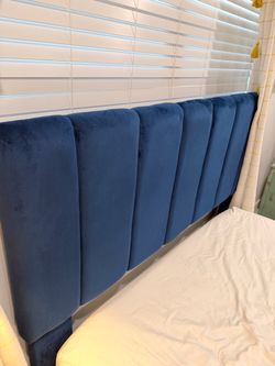 Velvet Upholstered Headboard – Modern Transitional Design