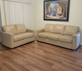 Palliser genuine leather bed sofa and loveseat set