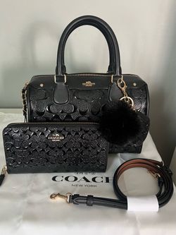Coach Mini Bennett Satchel In Embossed Leather With Matching Wallet