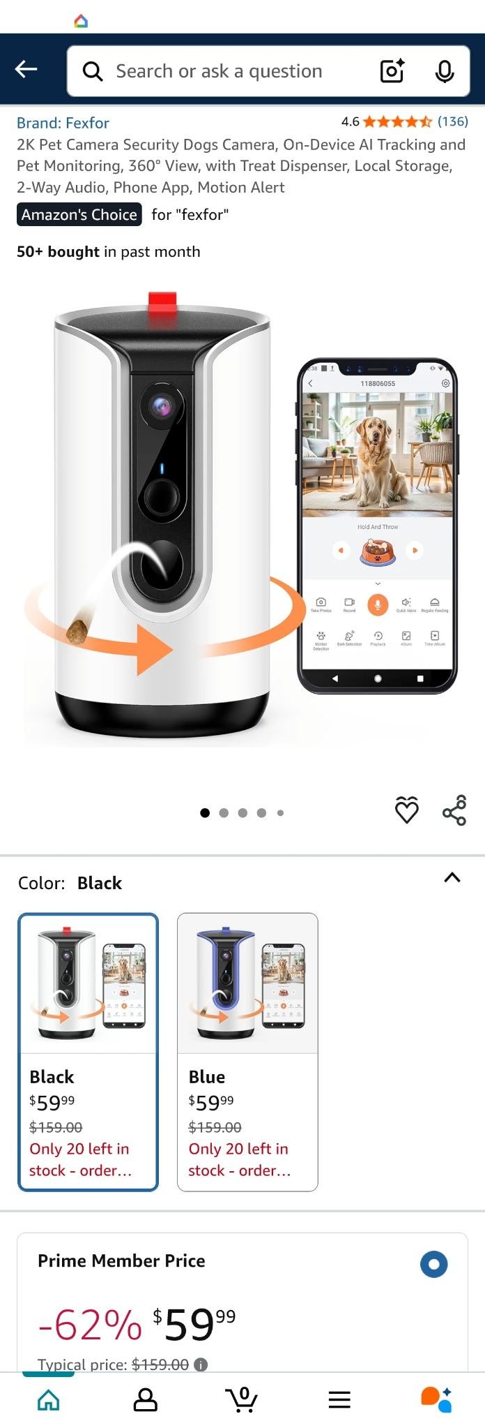 Pet Camera w/Treat Dispenser
