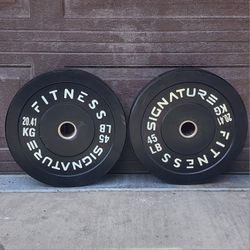 💪 (45lbs Pair) Signature Fitness 2 inch Olympic Bumper Plate Weight Plates 