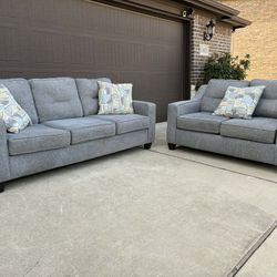 Beautiful Grey Couch And Loveseat 