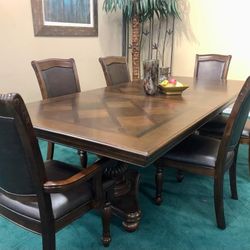 7 Pcs Rectangular Dining Room Set Table and 6 Chairs  Lardsburg