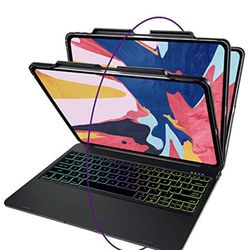 2018 iPad Pro 12.9 3rd Gen Keyboard Case, IEGROW Auto Wake/Sleep Smart Folio Protective Case and Keyboard for iPad Pro 12.9 A1876 / A1895 / A1983 (Bla