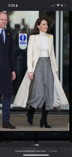 Zara Houndstooth midi skirt