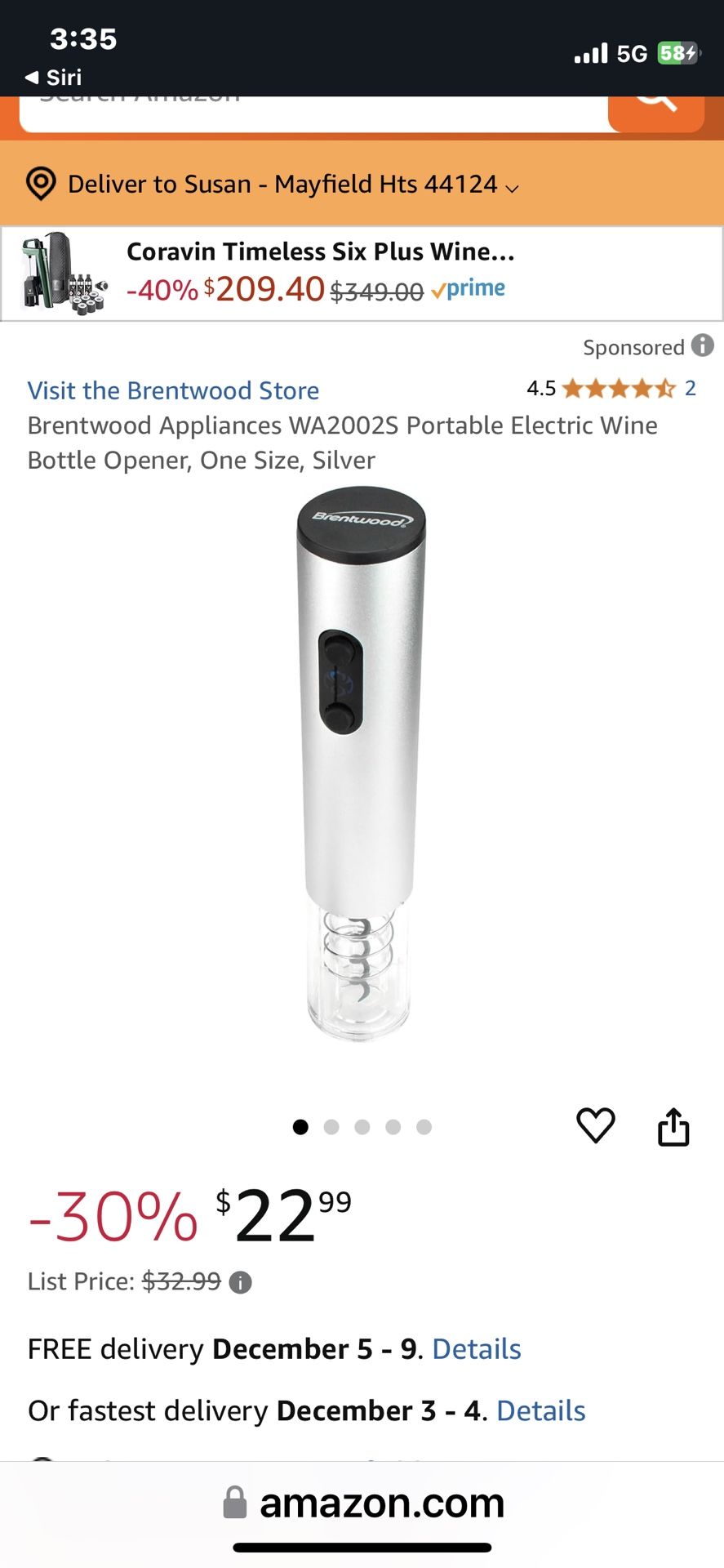 Brentwood Electric Wine Bottle Opener / Wine Rack