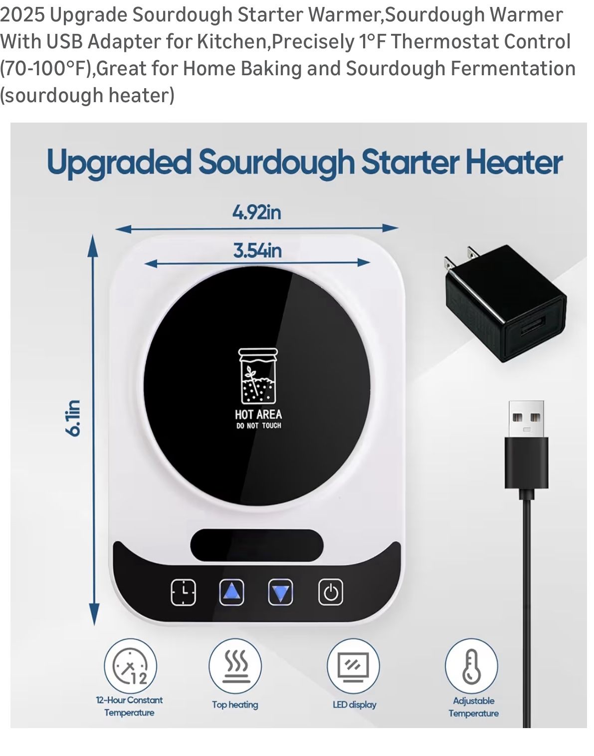 Sourdough Warmer With USB Adapter for Kitchen