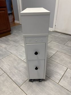 Slim Rolling Storage Cabinet with Drawers