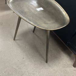 Bali 20” Antique Brass Rounded End Table 