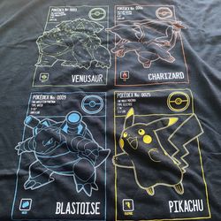 Pokemon Adult Unisex Black Grid T-Shirt XXL, New !