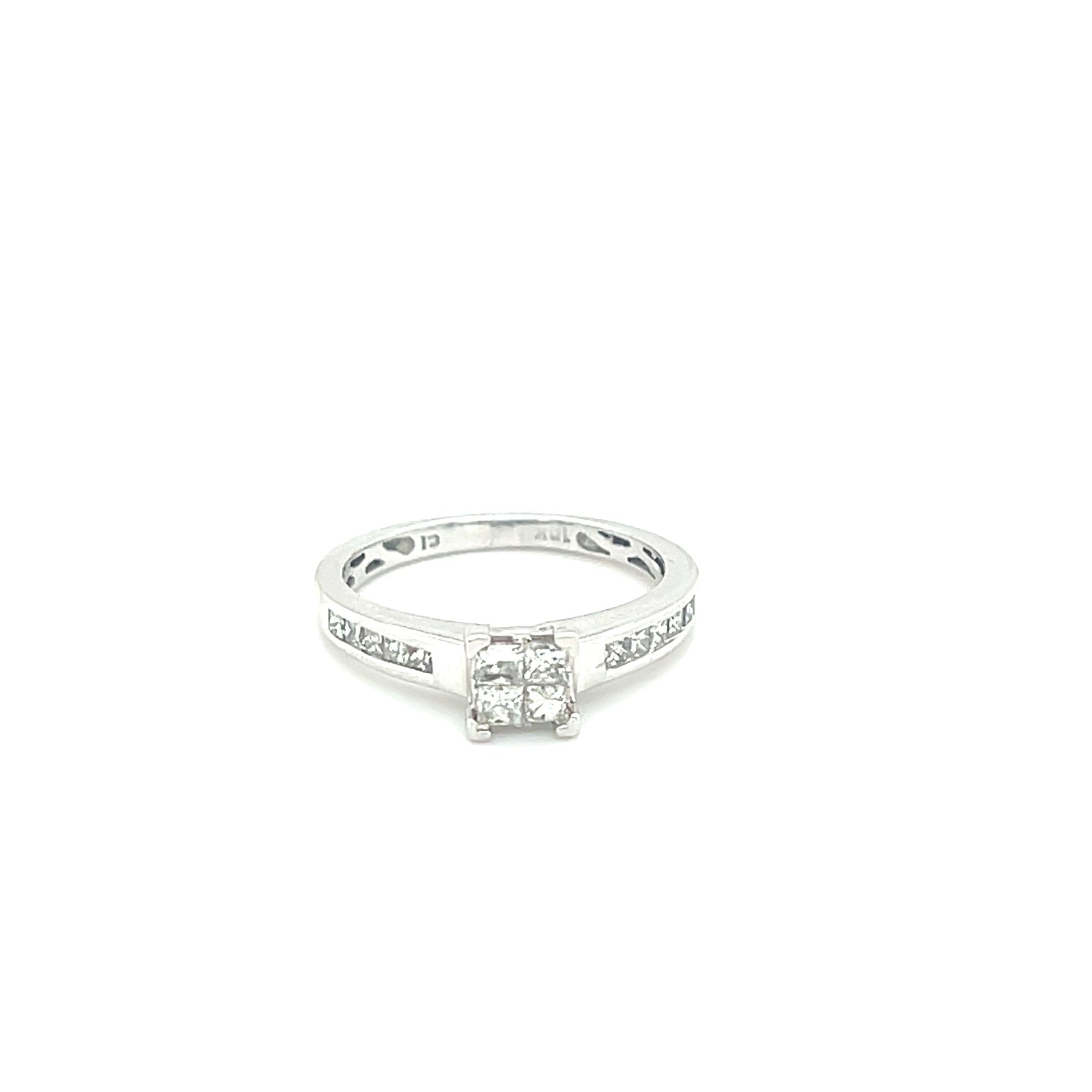 10k White Gold Princess Cut Engagement Ring
