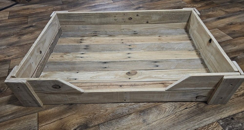 Handmade dog beds made out of reclaimed wood