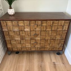 Modern Wood 3-Drawer Dresser (Set Of 2) - Unique Pattern, Like New 