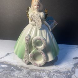 Josef Originals Birthday Angel 18 Birthday Figurine Cake Topper Doll Girl Fairy